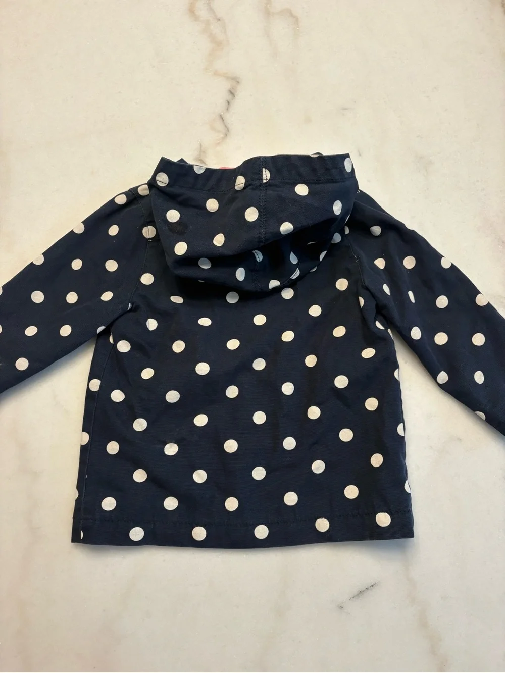 Old Navy Navy Polka Dot Hooded Raincoat with Pink Lining